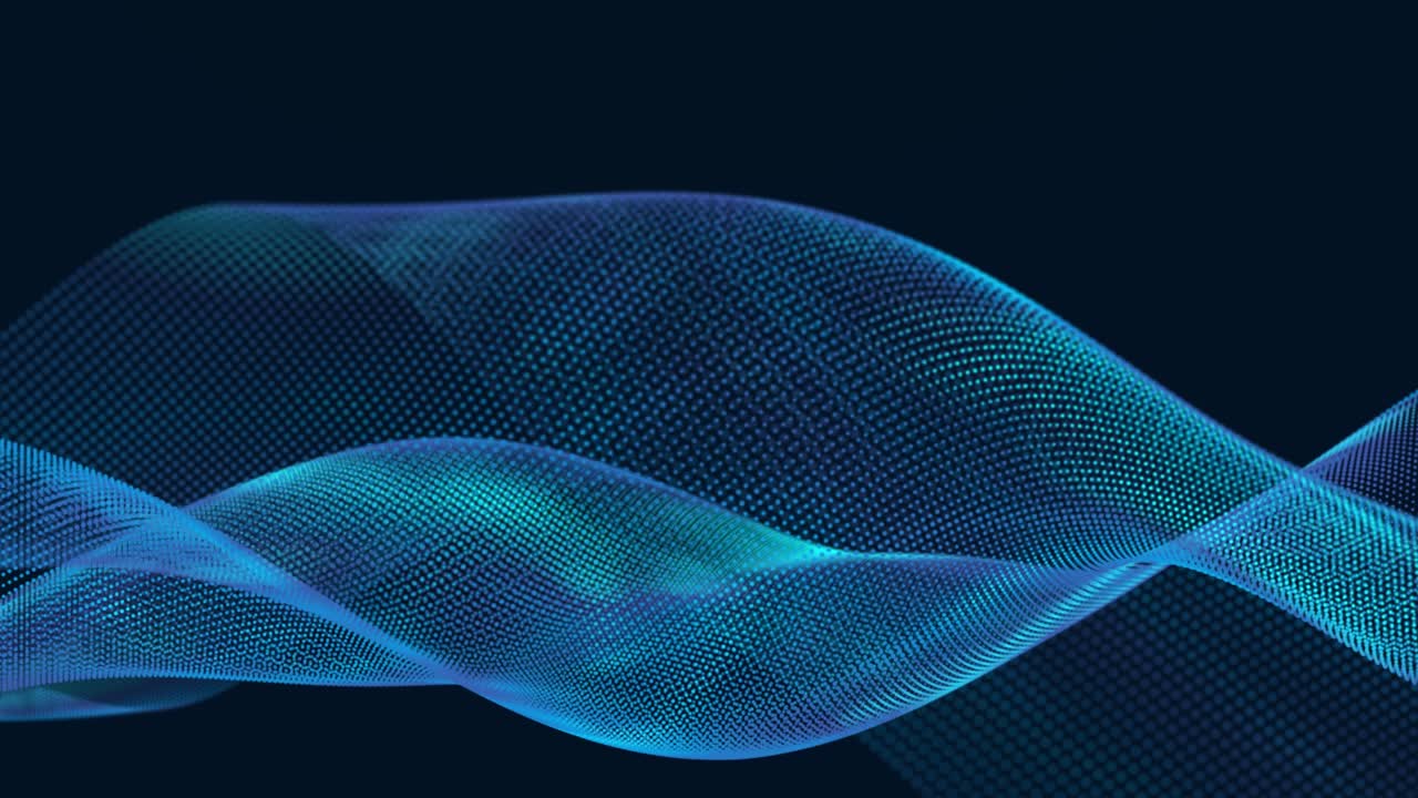 Beautiful wave. Wave motion of points. The concept of science, technology, business, space. Banner, wallpaper Looped animation 4K