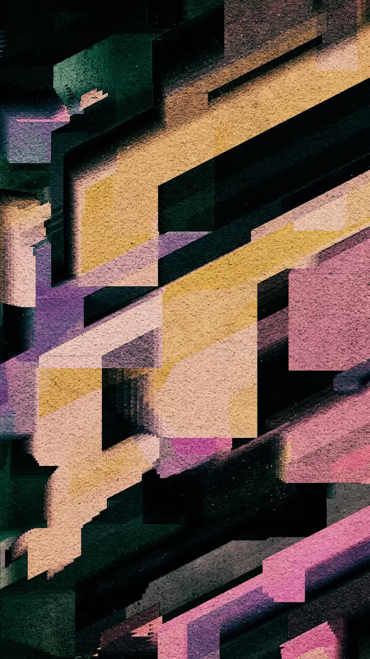 Abstract Glitch Art Animation with Textured Geometric Shapes