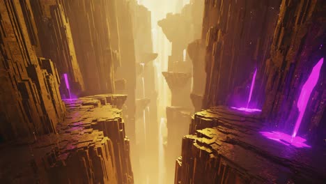 fantasy canyon landscape with waterfalls