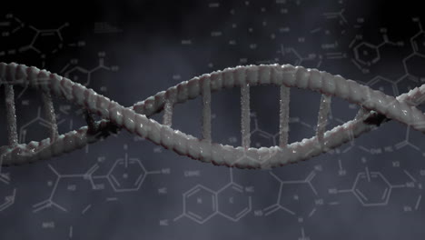 animation of dna strand over chemical formula