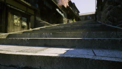 stairs leading to traditional buildings in a historical district