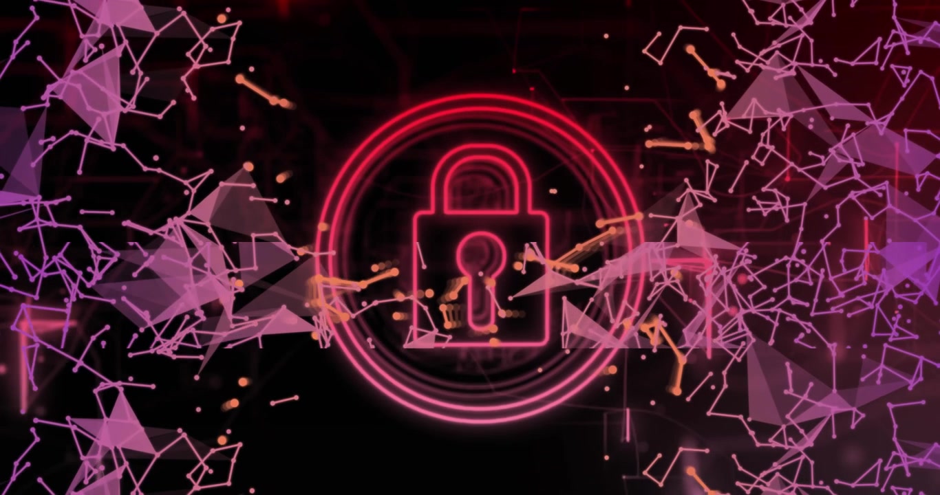Animación de símbolo de candado y procesamiento de datos.