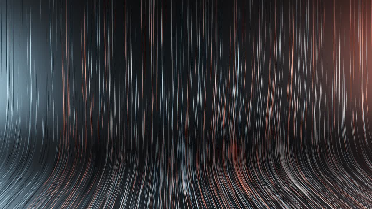 Vídeo em loop de fundo. Fundo abstrato colorido com raios de néon brilhantes e linhas luminosas. Fundo em loop laranja e azul. Animação em loop contínuo, filmagem 4k de arquivo.