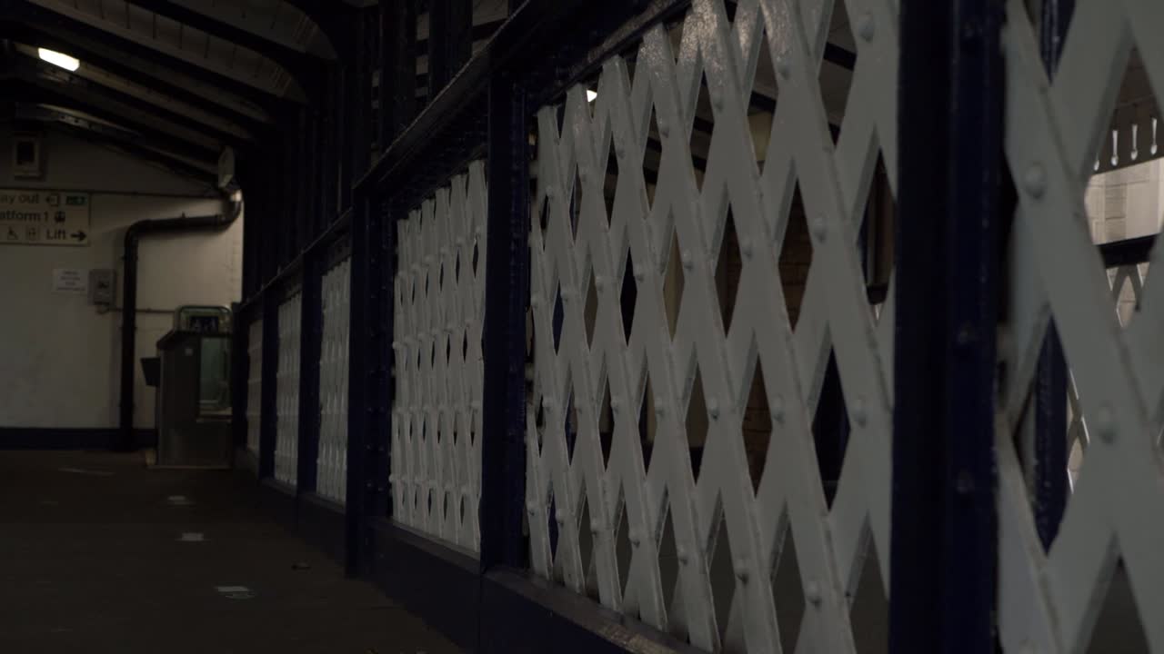 Lonely empty railway bridge panning shot