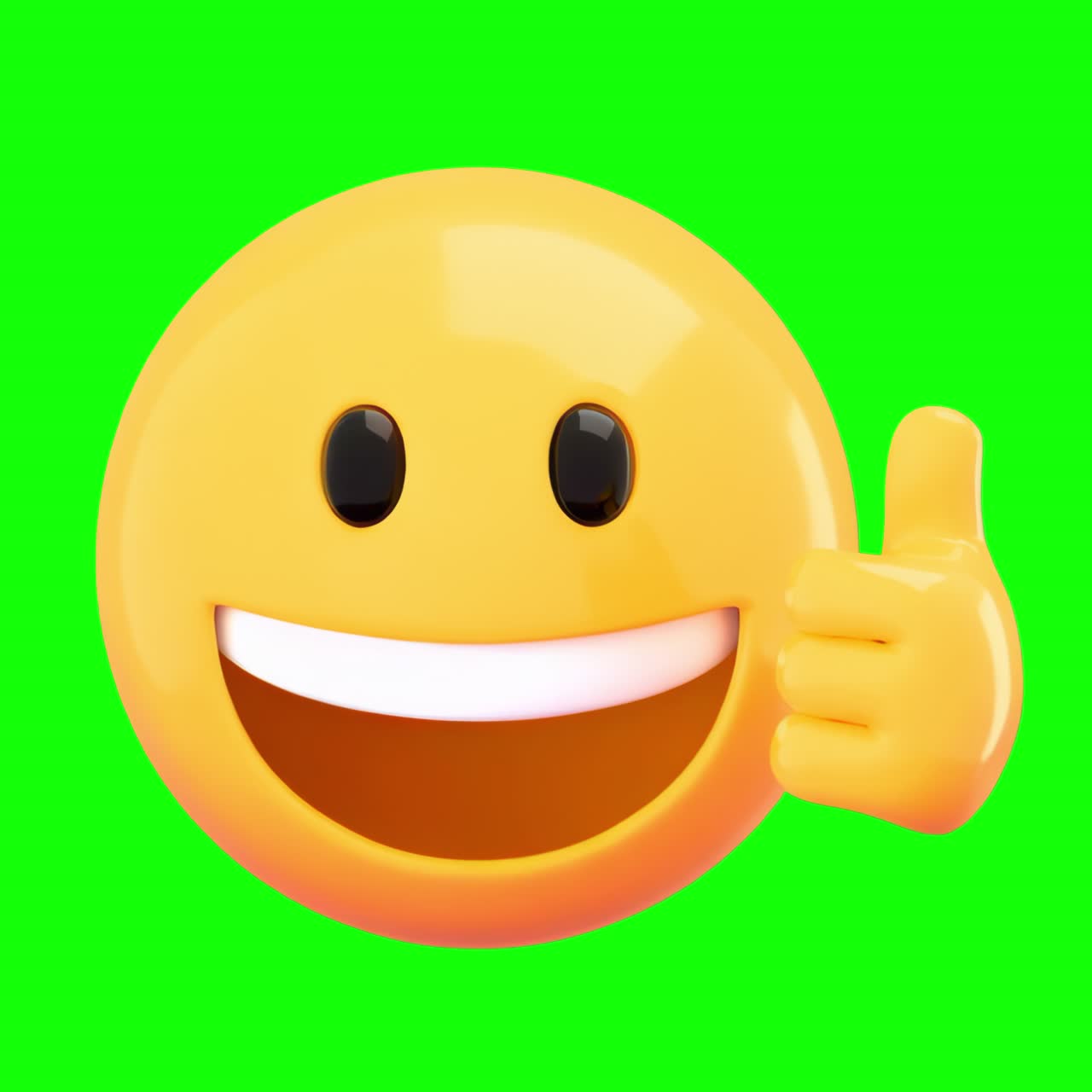 Cheerful emoji thumbs up animation, transparent 4K video, green screen