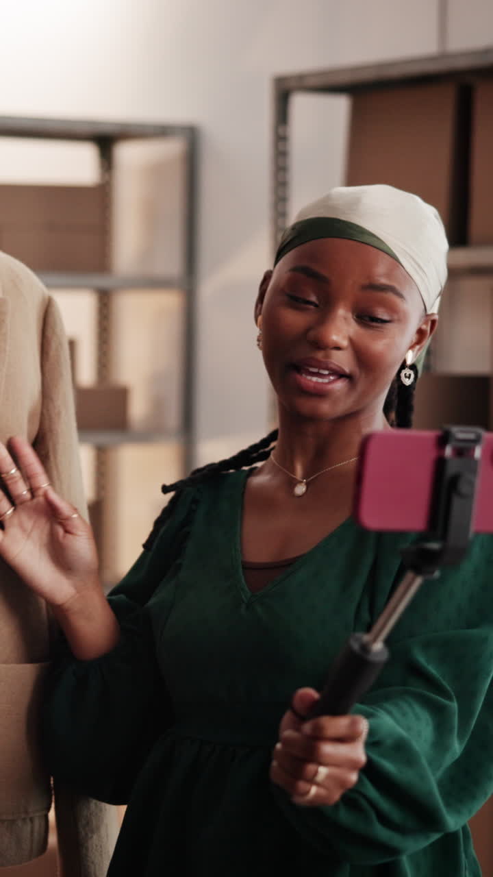 Young Woman Vlogging About Fashion and Clothing for Online Business