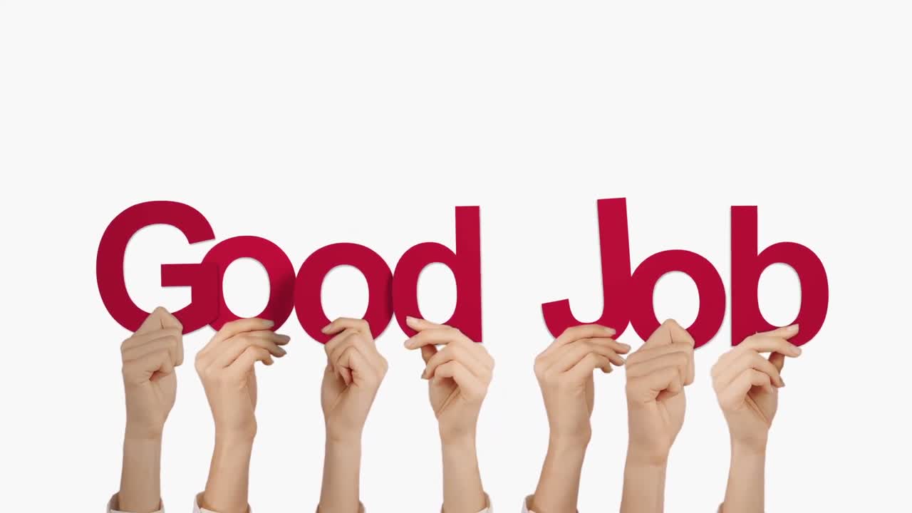 Hands holding up good job