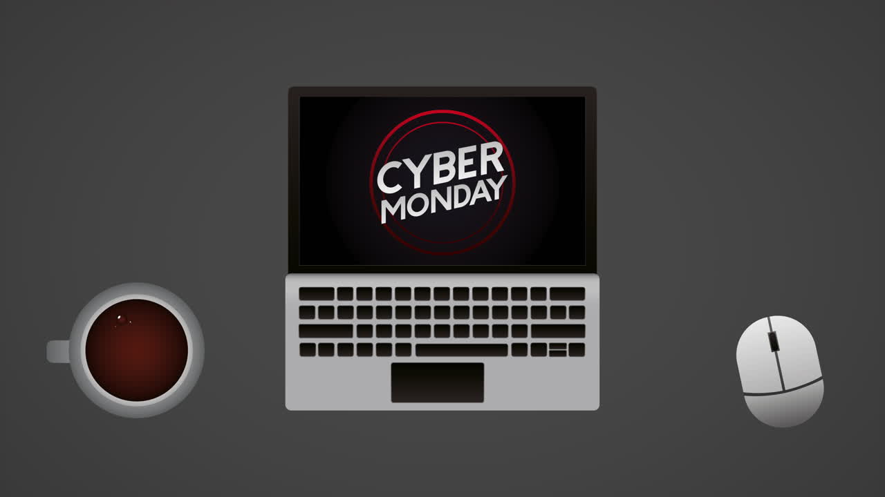 animación del lunes cibernético con computadora portátil