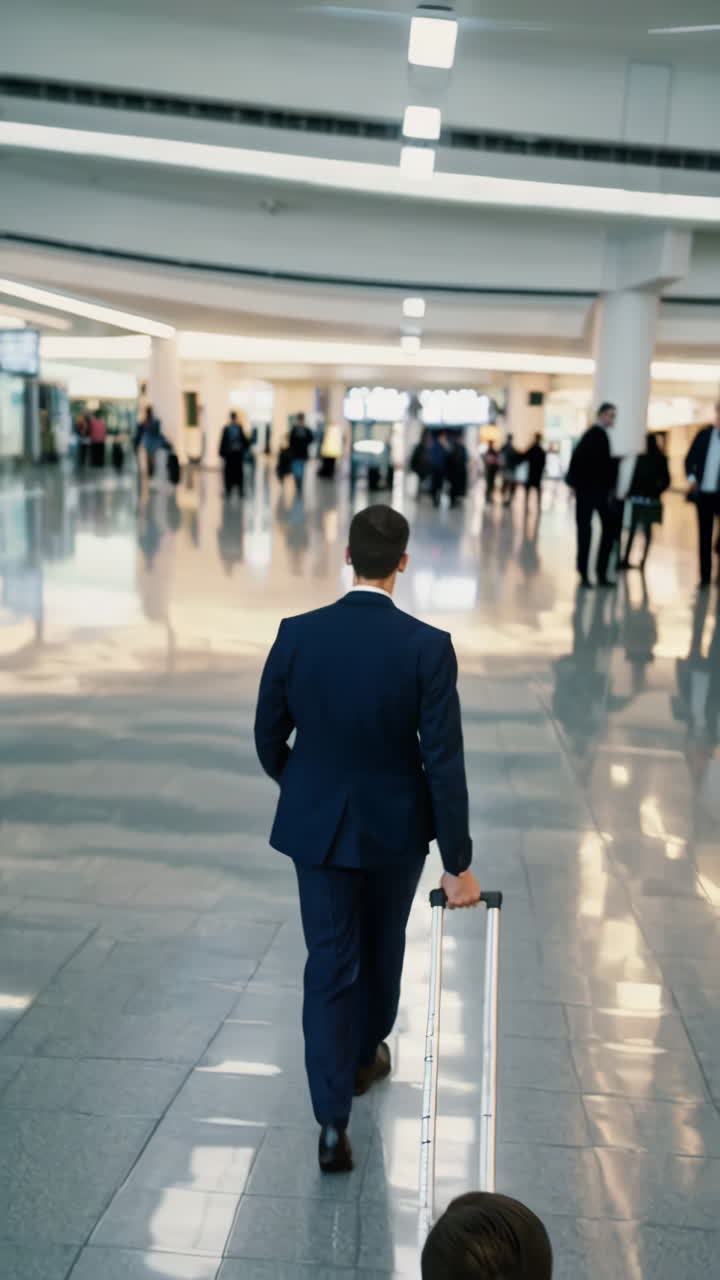 Hombre en traje caminando con equipaje
