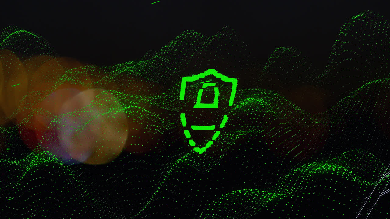 Animation of data processing over padlock