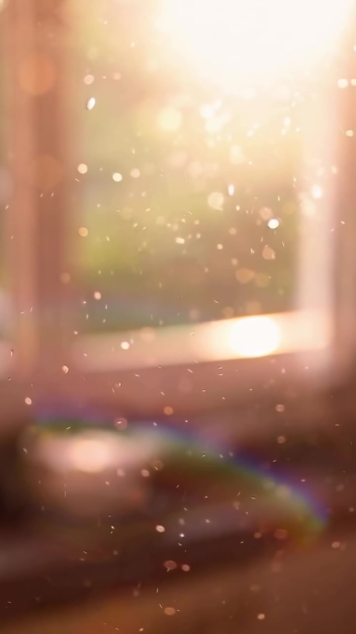 Sunlight Streaming Through Window with Floating Dust Particles