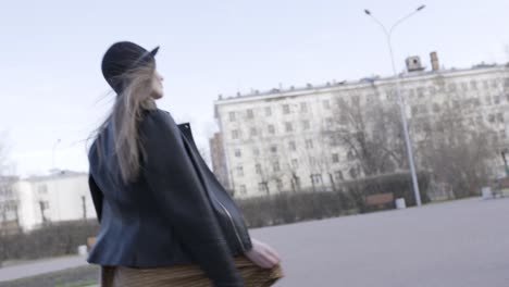 woman walking in the city