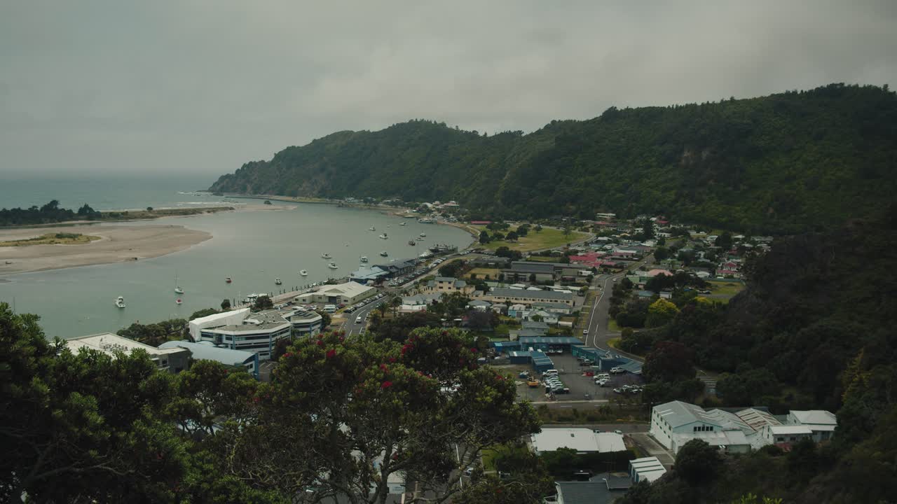 Panoramic View of a Coastal Town and Estuary