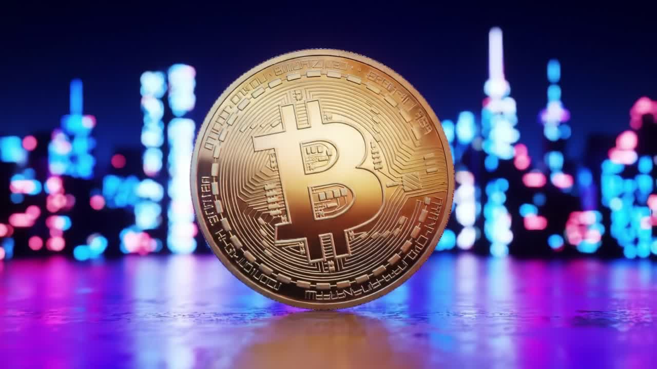 Bitcoin in a Futuristic Cityscape
