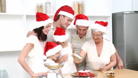 family doing their christmas baking in the kitchen