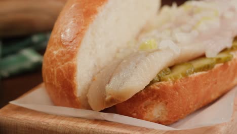 Herring Sandwich on a Roll