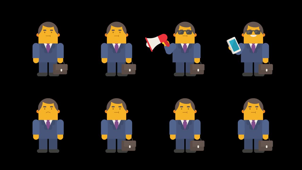 다양한 포즈에서 사업가: 세트 애니메이션 부분 1. 알파 채널