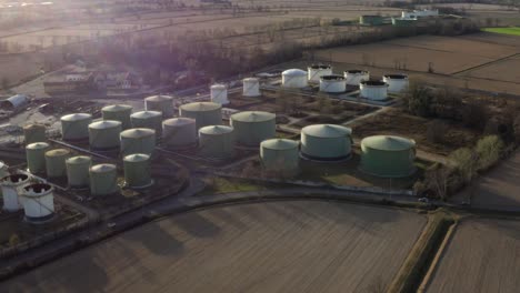 aerial view of oil storage with a storage capacity of approximately 220,000 cubic meters, storage and handling services for petroleum products