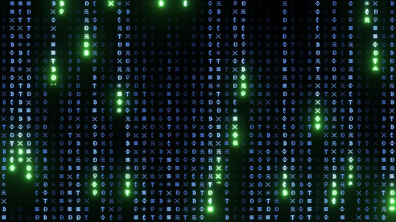 pantalla de bucle sin costura inspirada en la matriz, datos cifrados que se ejecutan en un fondo negro, concepto de la era digital