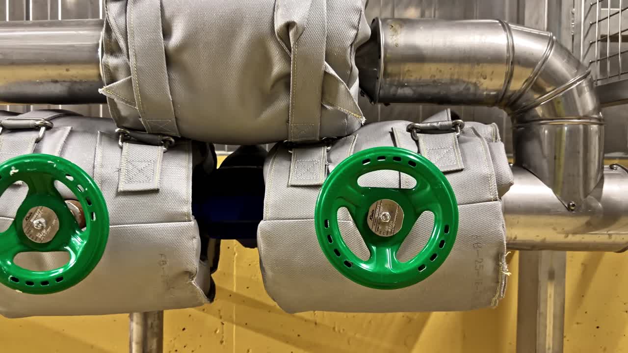 Taps on a dairy product processing line are shielded from the heat of pasteurization
