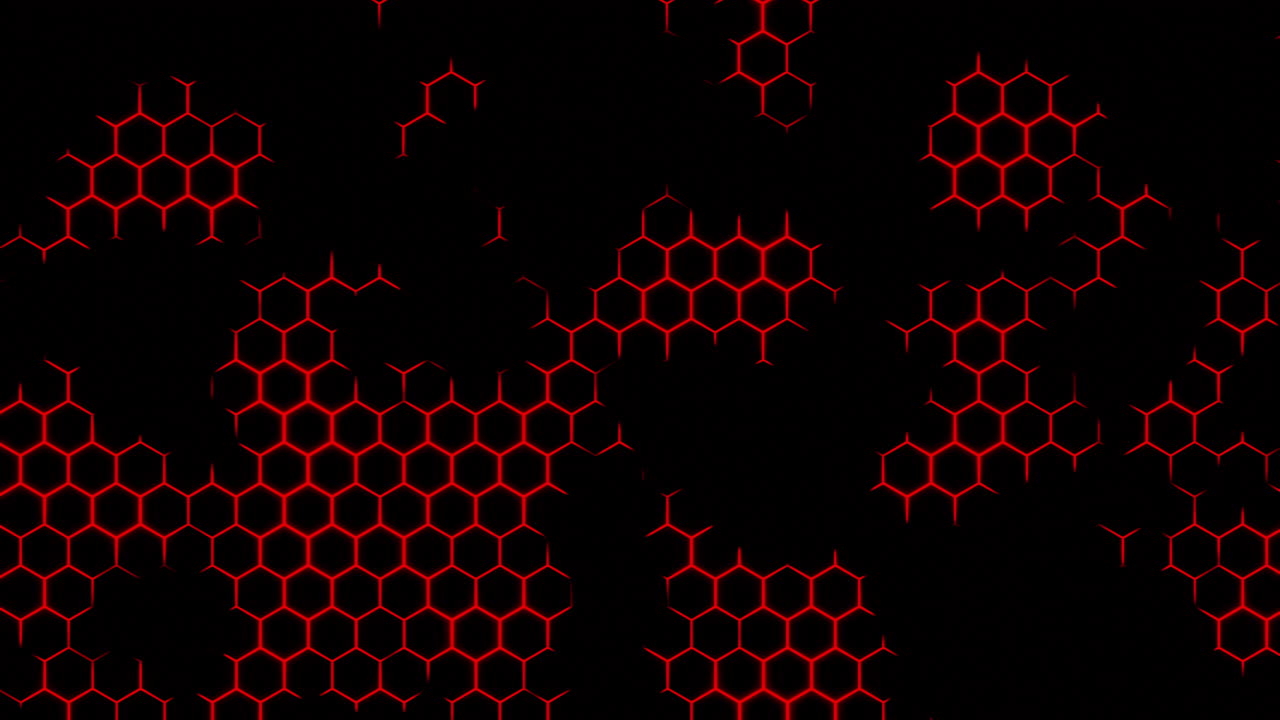 Red Glowing Hexagon Pattern on Black Background