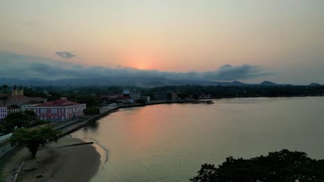 aerial view from the sunset at baia chaves at sao tome,africa