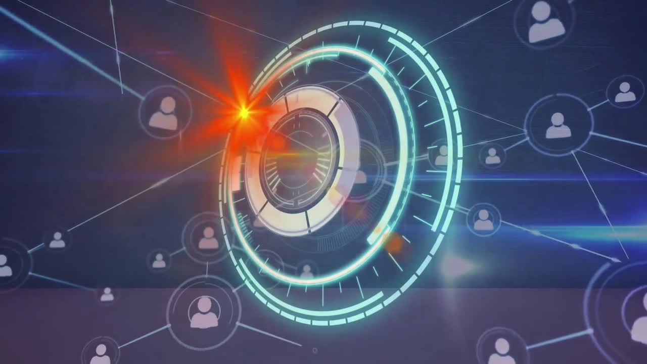 animación del escaneo del alcance a través de la red de conexiones