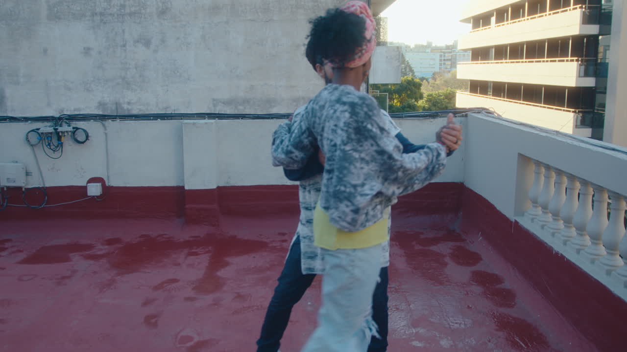 Couple Dancing Tango on Urban Rooftop