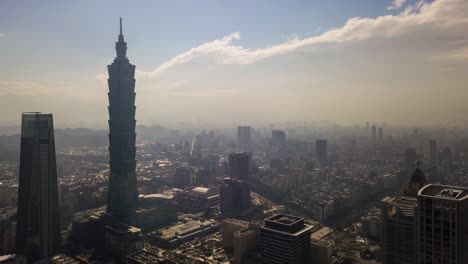 sunny day taipei cityscape famous tower aerial panorama 4k timelapse taiwan