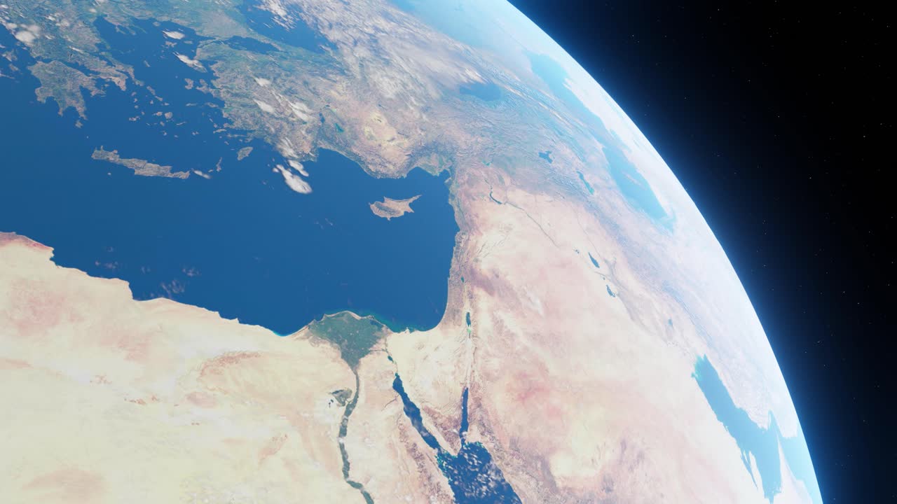 3D Animation showing Israel from space