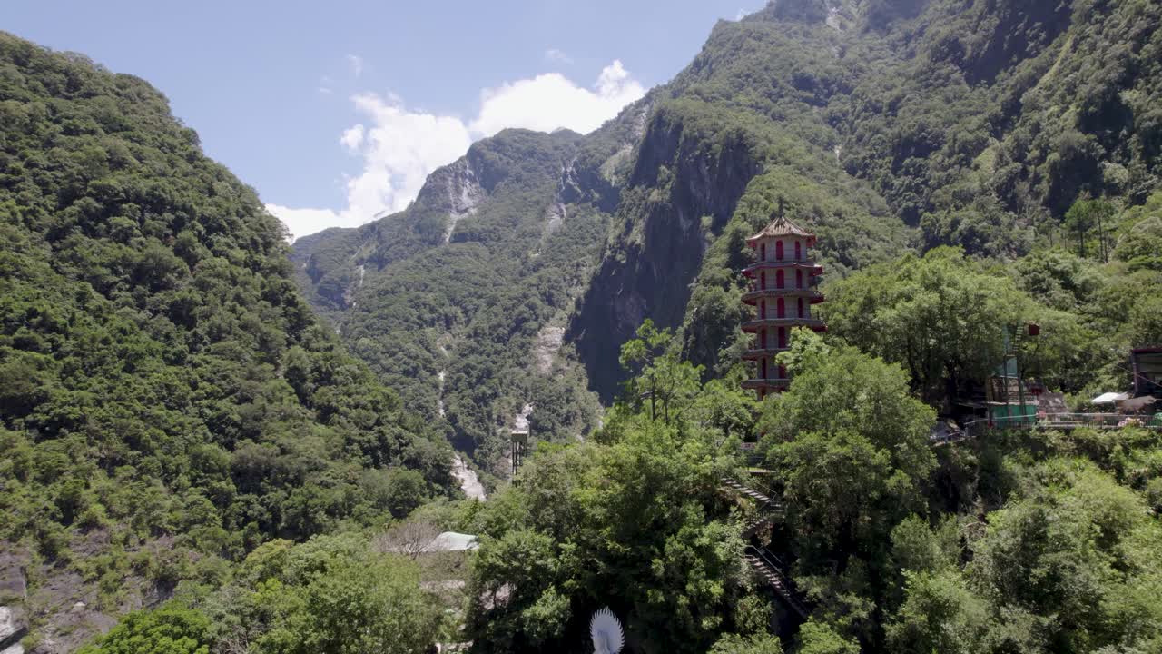 Aerial view of Xiangde Temple in Taroko National Park, Hualien county district, Taiwan