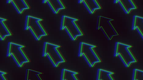 Dynamic pattern of green arrows on black background