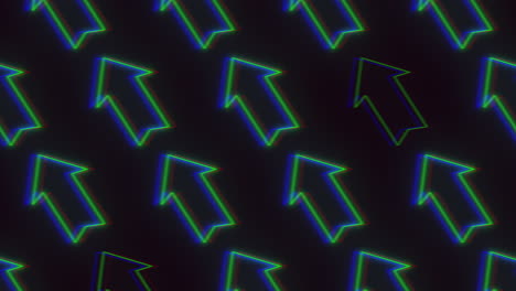 dynamic pattern of green arrows on black background