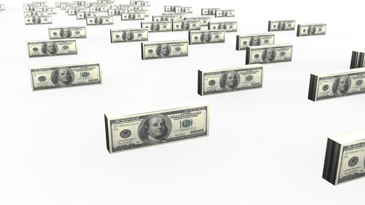 무대 에 있는 달러 지폐 의 애니메이션