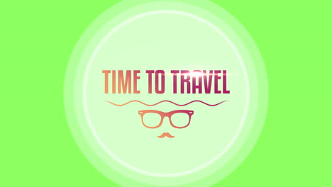 Zeit-Zum-Reisen-Mit-Sonnenbrille-Und-Wellen-Auf-Grünem-Farbverlauf