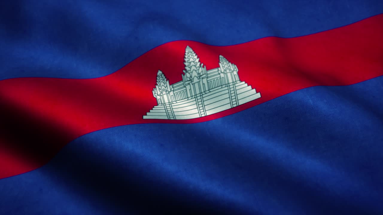 la bandera de cambodia ondeando en el viento. la bandera nacional de cambodia. el signo de cambodia animación de bucle sin costuras. 4k