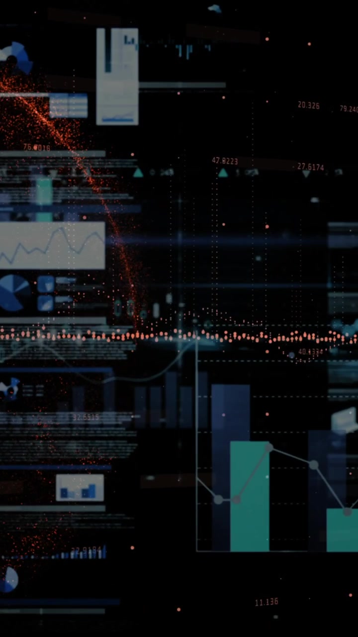 Animazione di elaborazione dati e statistiche.