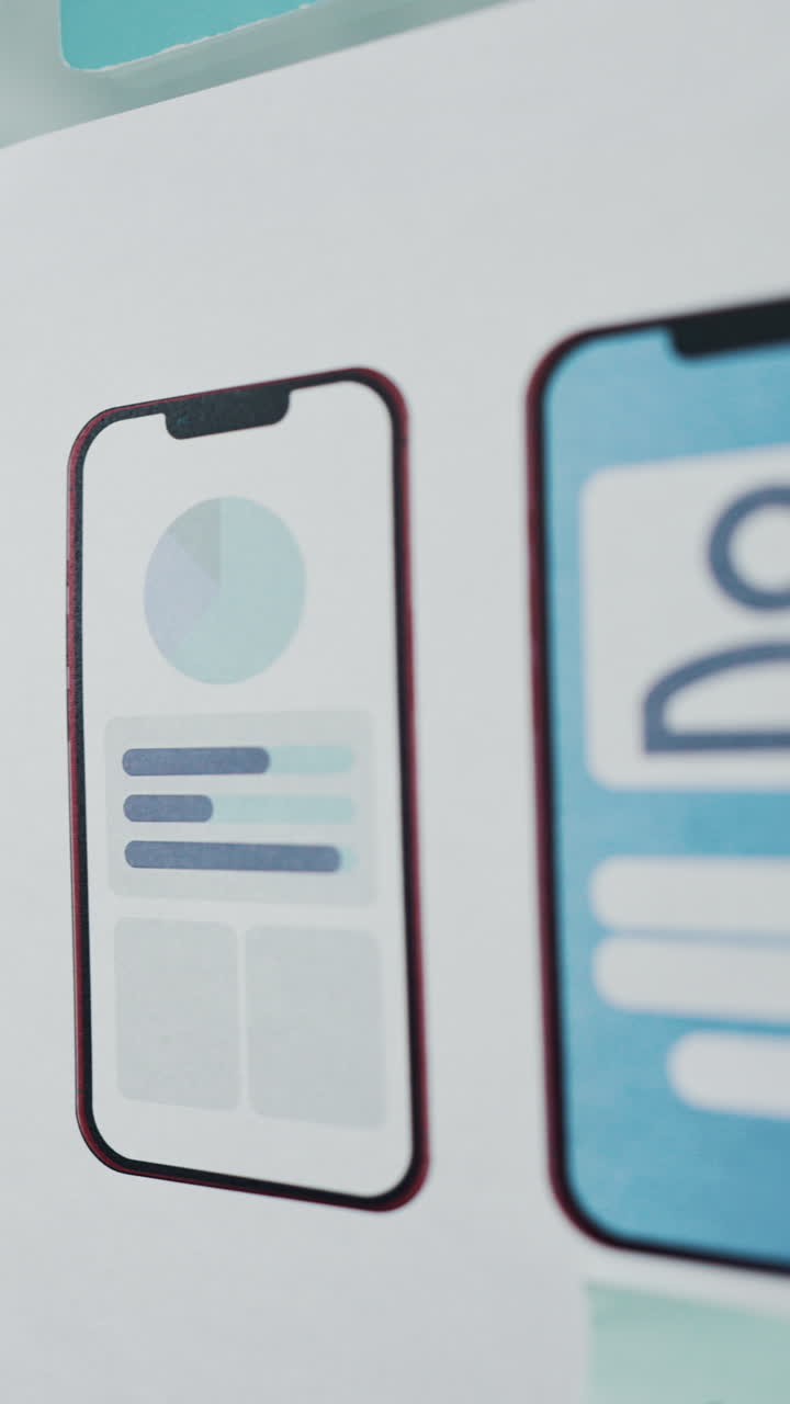 Close-up of Mobile App User Interface Design Mockups