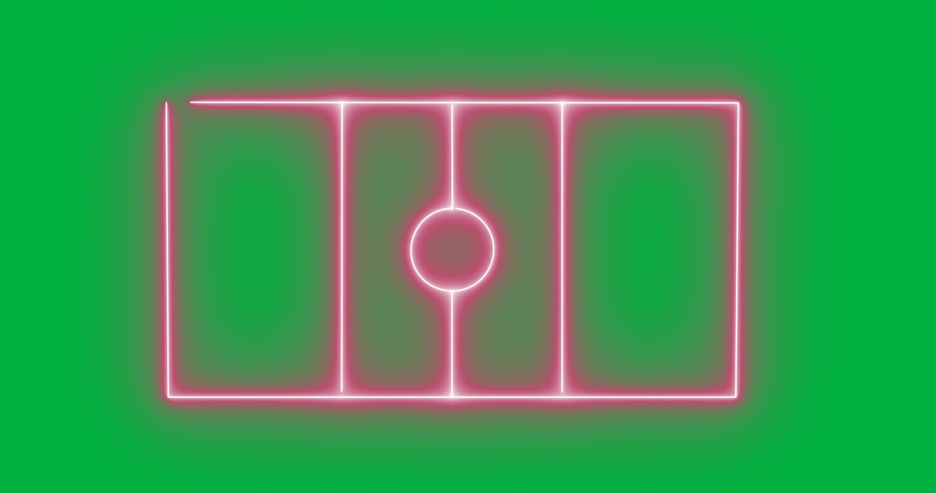 Animation of football field on pink neon background