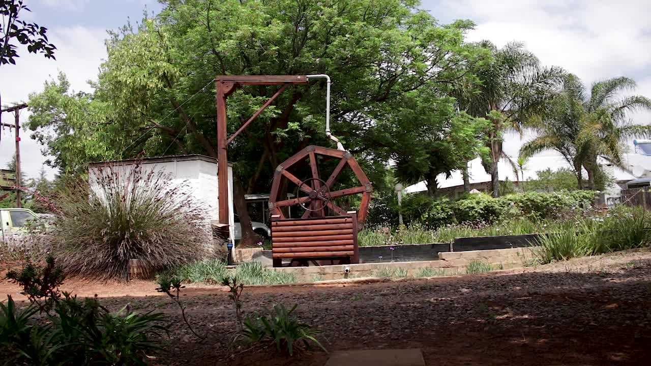 넓은 팬이 왼쪽으로 물통 회전을 나타냅니다.