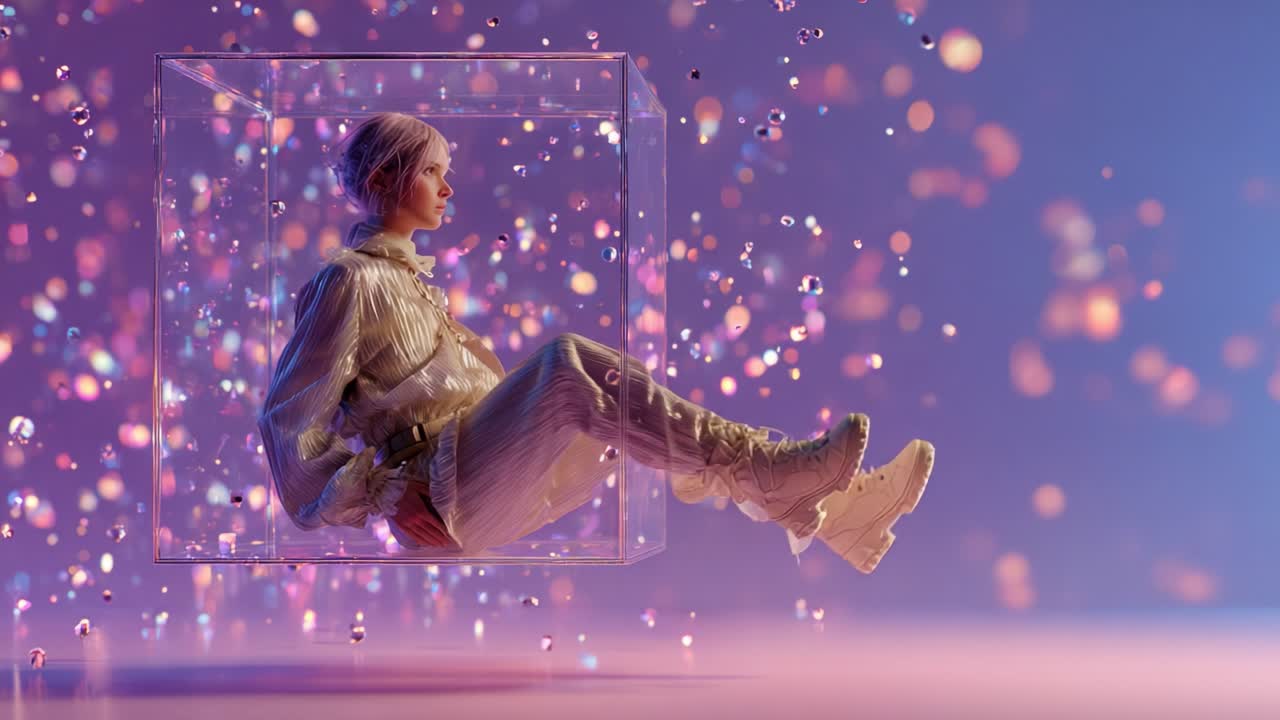 Futuristic Fashion Portrait in a Cube