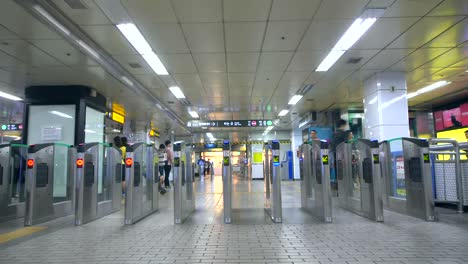 time lapse of metro turnstiles