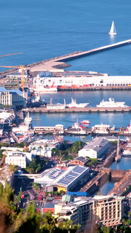 view from signal hill over victoria and alfred waterfront in cape town, vertical