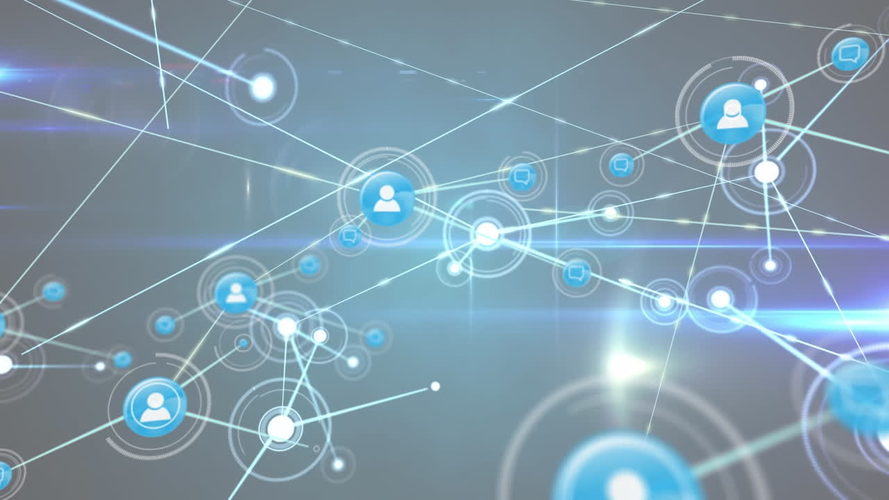 animación de la red de conexiones y la red de información y compras de información diversa.