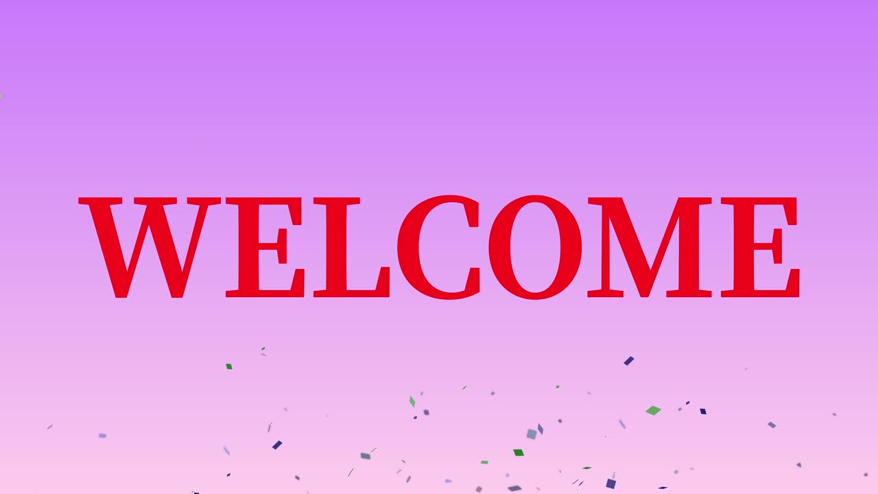 Animazione testuale del messaggio "WELCOME" in motion graphics