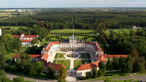 cinematic revealing drone shot of the palace esterházy kastély in hungary