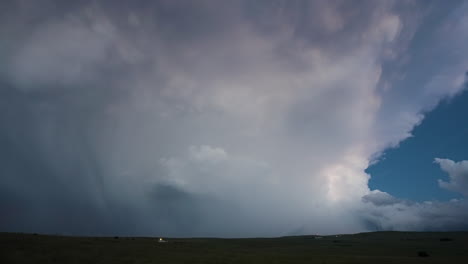 beautiful lightning show strom drifting away in soft twilight colors