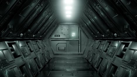 a futuristic spacecraft door with neon lights, animation loop