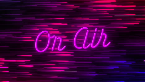 animation of on air text over light trails on black background