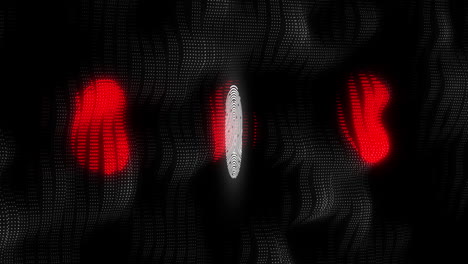 animación del icono de la interfaz de computadora de huellas dactilares biométricas digitales en un fondo negro de malla